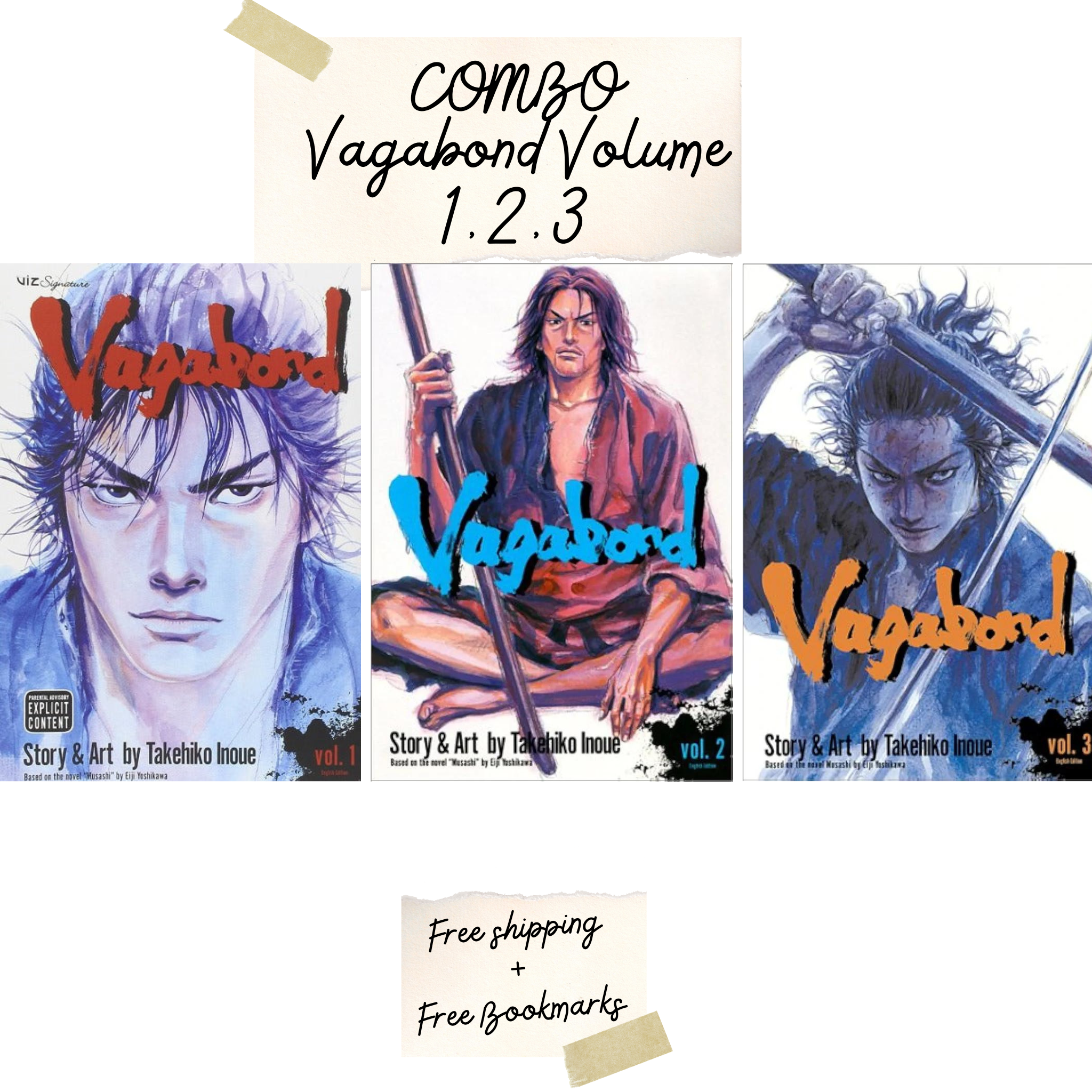 VAGABOND Vol. 1-3 [Latest Edition] Manga Combo Set