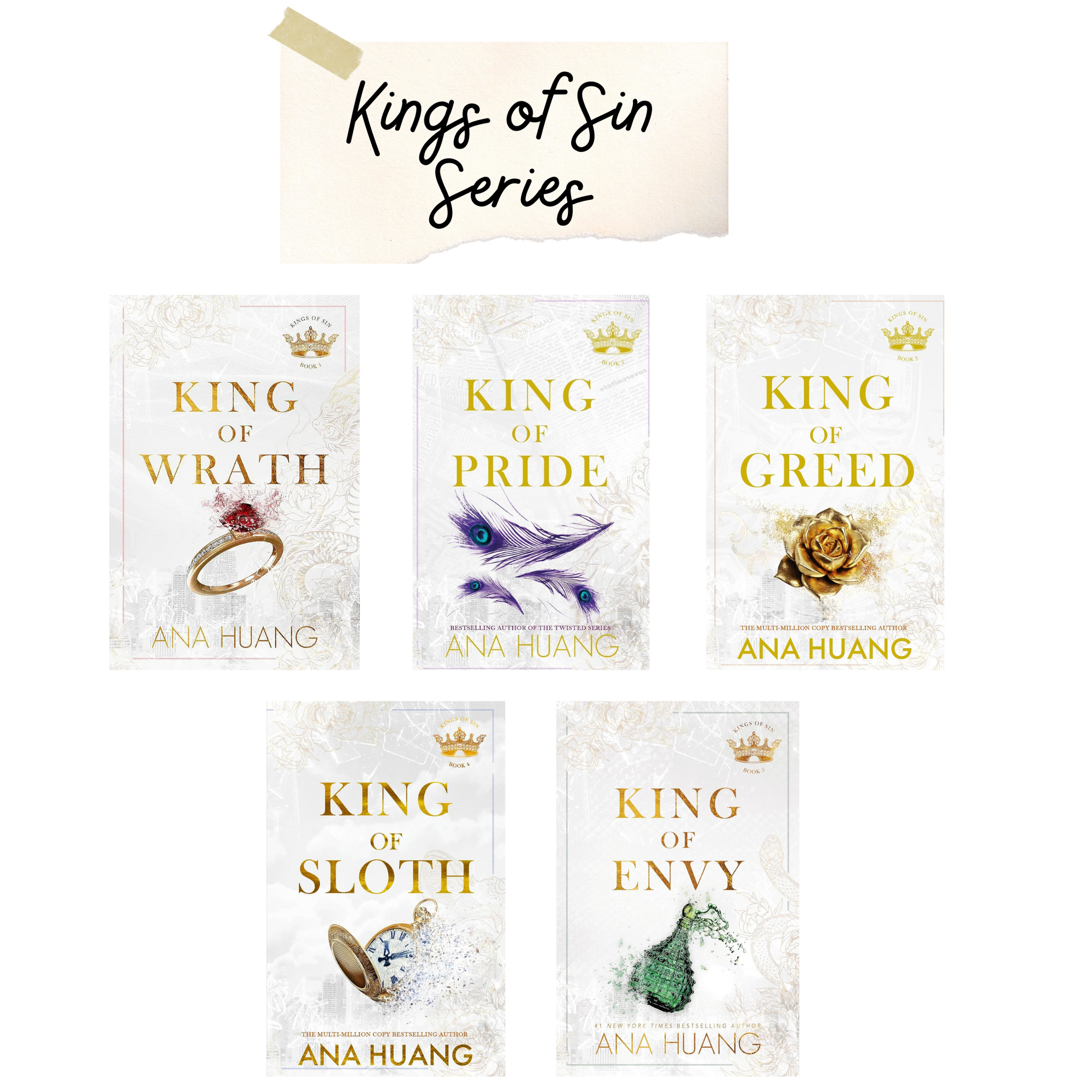 Kings of Sin Series 5 Books Set By Ana Huang (King of Wrath, King of Pride, King of Greed, King of Sloth, King of Envy)